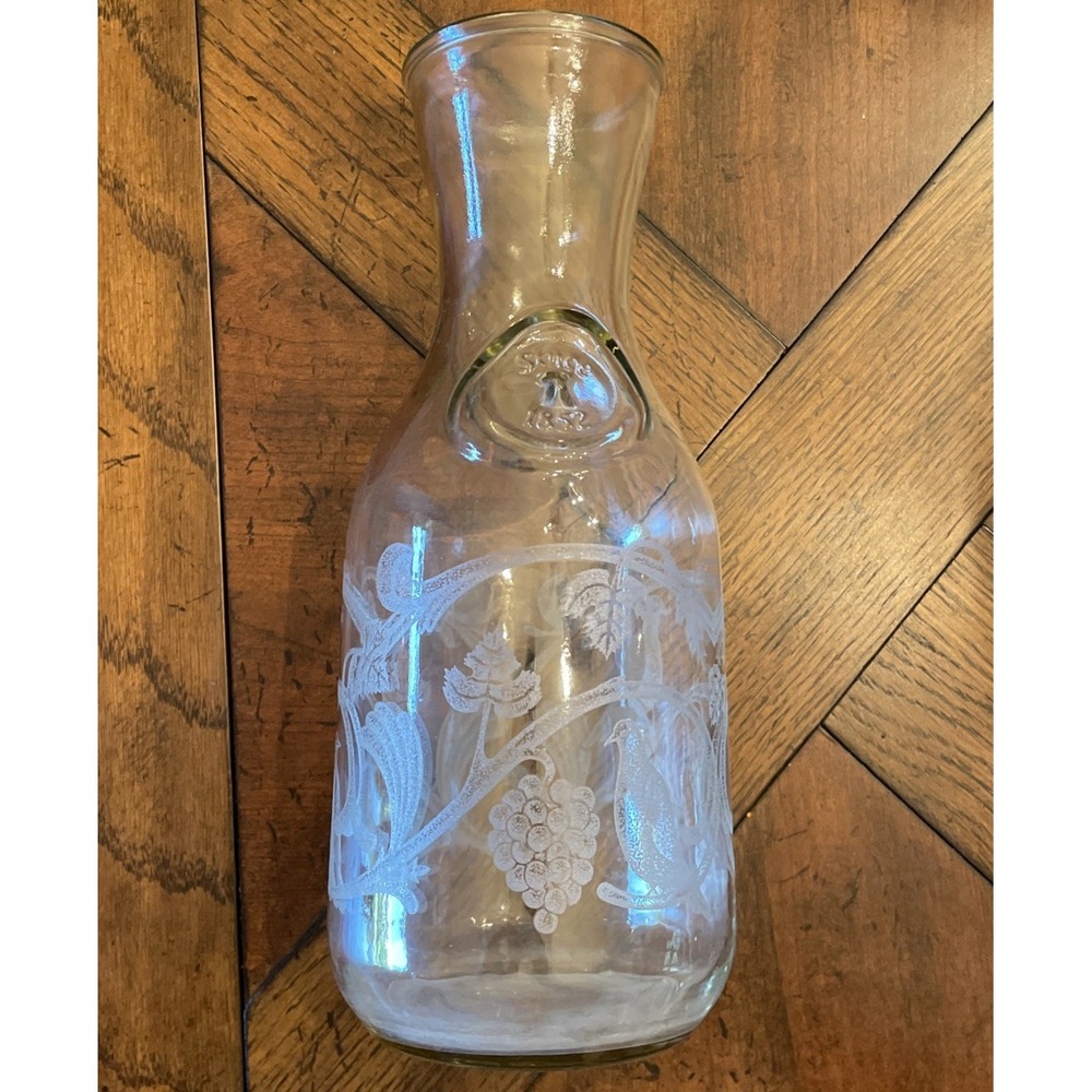 Vintage Norman Kosarin 1988 Paul Mason Wine Decanter Etched Grapes Birds